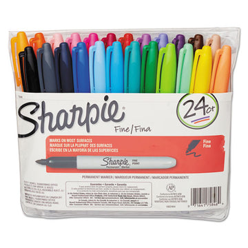 Sharpie® Fine Tip Permanent Marker, Fine Bullet Tip, Assorted Colors, 24-set freeshipping - TVN Wholesale
